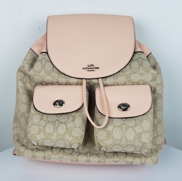 Coach |Billie Backpack In Signature Jacquard- Pink - Picture 2 of 8